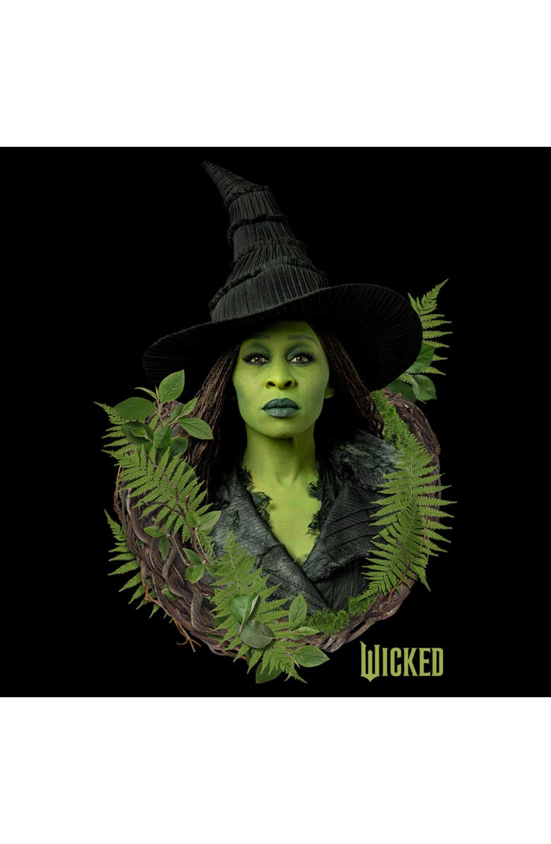 Wicked: For Good Junior's Wicked For Good Elphaba Forest Portrait  Graphic T-Shirt, Alternate, color, Black