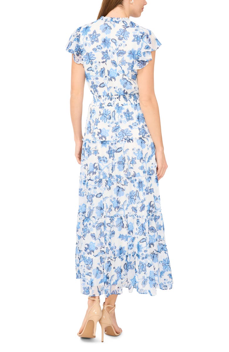 Halogen<sup>®</sup> Tie Neck Tiered Maxi Dress, Alternate, color, Blue Multi