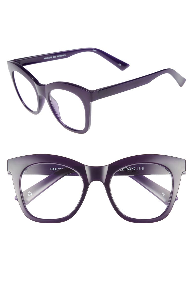 Harlot's Bed 51mm Blue Light Blocking Reading Glasses, Main, color, DEEP PURPLE
