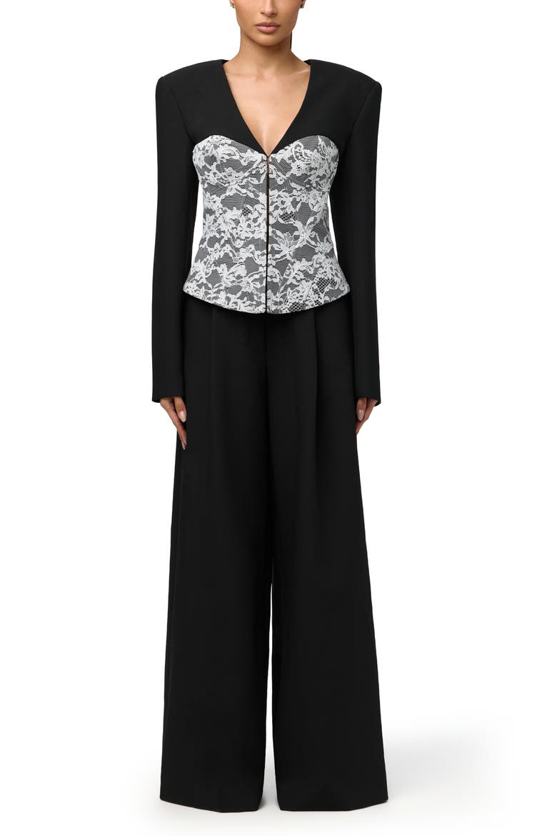 Pleated Wide Leg Pants, Alternate, color, BLACK