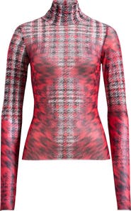 AFRM Zadie Mock Neck Printed Mesh Top