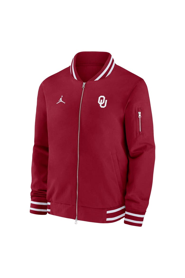 Men's Jordan Brand Crimson Oklahoma Sooners 2024 Sideline Full-Zip Bomber Jacket, Alternate, color, Crimson