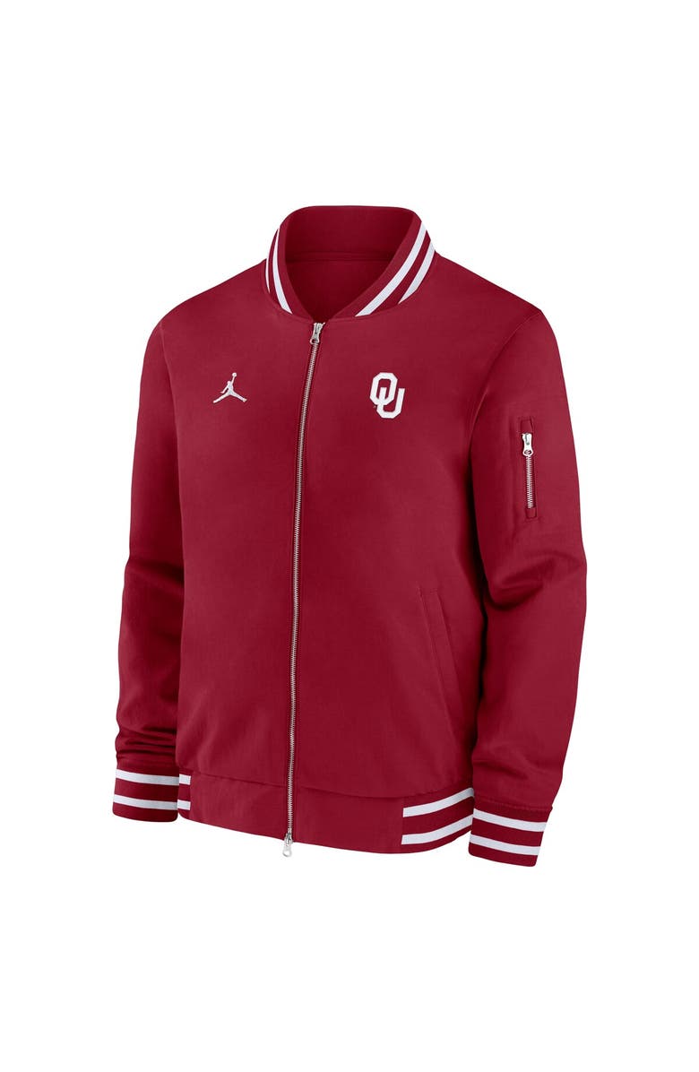 Jordan Brand Men's Jordan Brand Crimson Oklahoma Sooners 2024 Sideline Full-Zip Bomber Jacket, Alternate, color, 