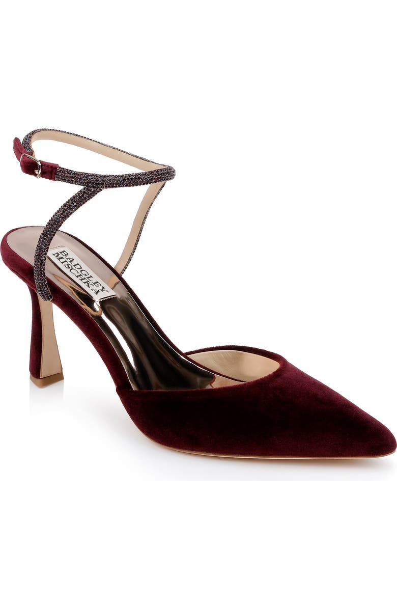 BADGLEY MISCHKA Collection Kamilah Ankle Strap Pump, Main, color, Wine Velvet