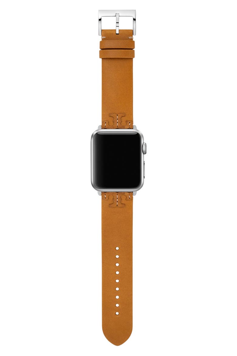 The McGraw Leather 20mm Apple Watch® Watchband, Alternate, color, BROWN