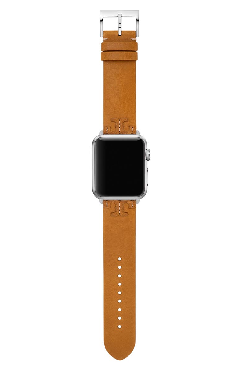 Tory Burch The McGraw Leather 20mm Apple Watch<sup>®</sup> Watchband, Alternate, color, 