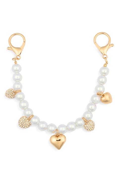 Faux Pearl Heart Bag Charm