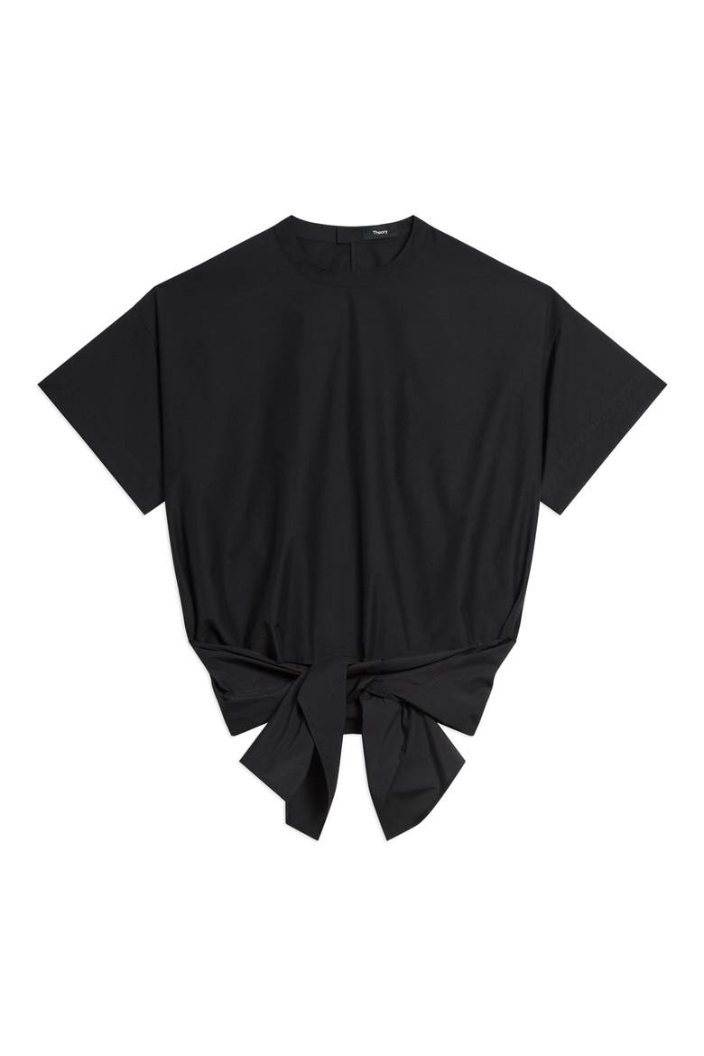Front Tie Boxy Top, Alternate, color, BLACK