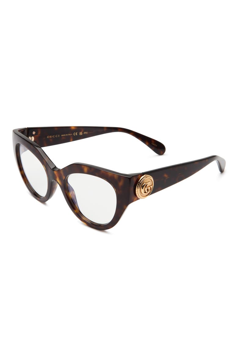 52mm Cat Eye Novelty Optical Frames, Alternate, color, HAVANA HAVANA TRANSPARENT