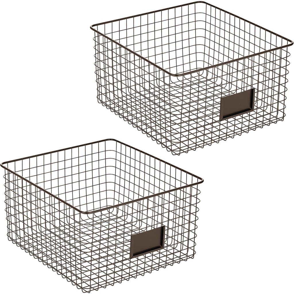 mDesign Bedroom Closet Storage Organizer Basket with Label Slot, 2 Pack in Bronze  product