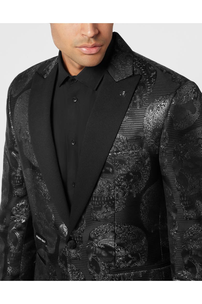 Jacquard Lord Fit Blazer All Over Skull Men, Alternate, color, black