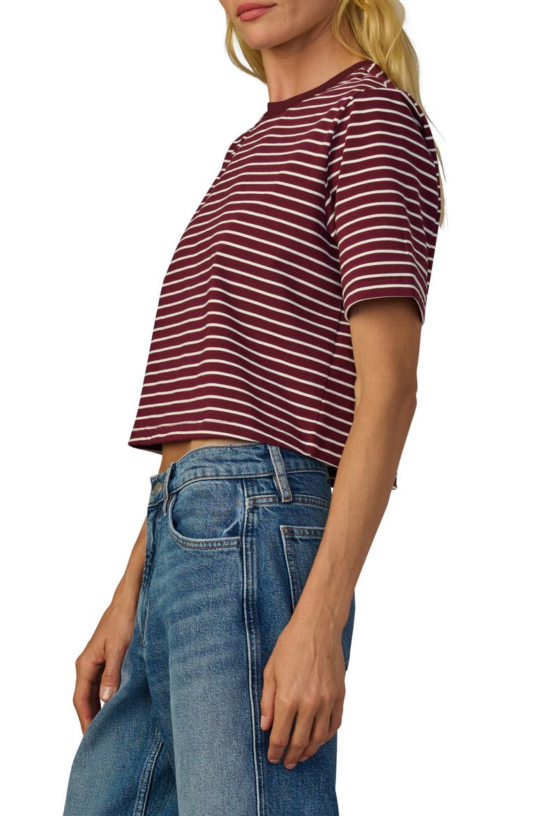 The Boxy Crop T-Shirt, Alternate, color, BORDEAUX BRETON ST