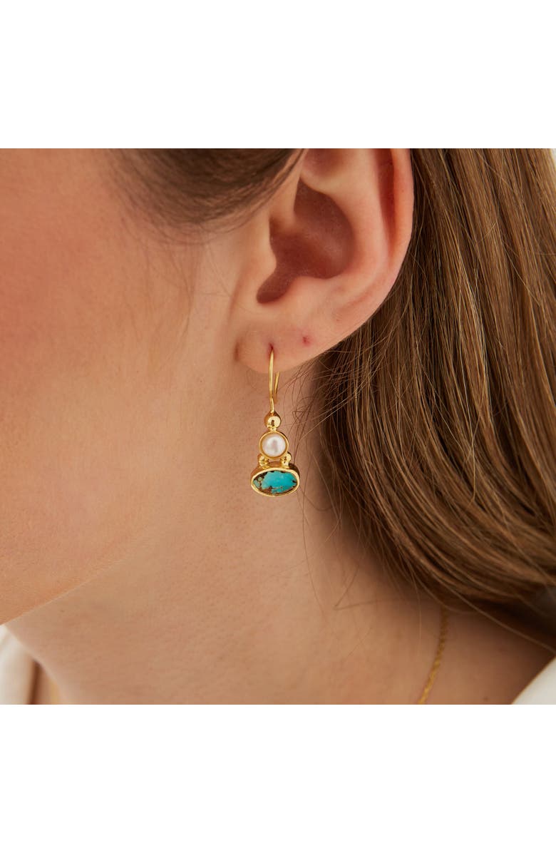Spero London Authentic Turquoise Sterling Silver Drop Gold Plated Earring, Alternate, color, Gold