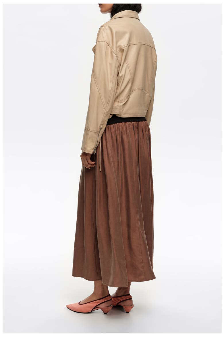 Cupro Flared Skirt, Alternate, color, WASHED BROWN
