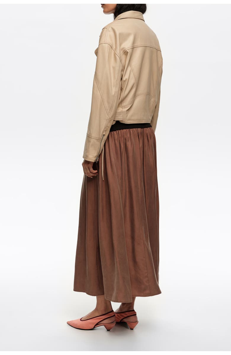 Bimba y Lola Cupro Flared Skirt, Alternate, color, Washed Brown