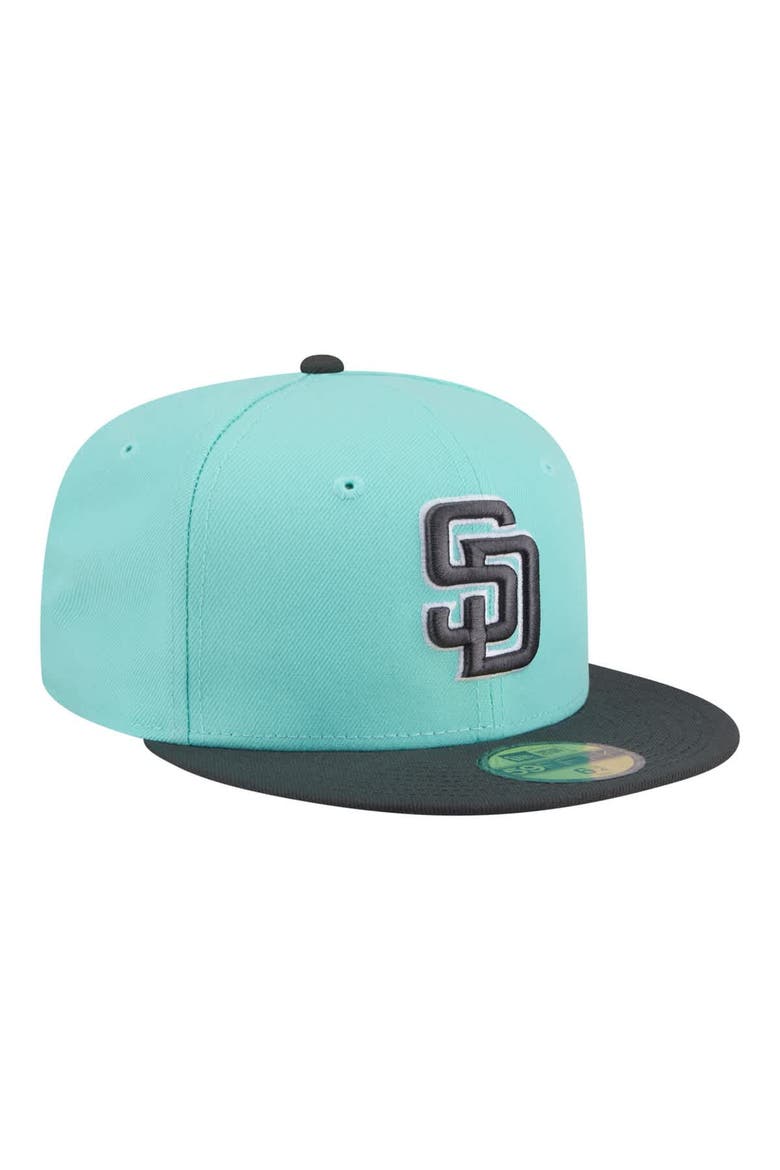 Men's New Era Turquoise/Charcoal San Diego Padres Two-Tone Color Pack 59FIFTY Fitted Hat, Alternate, color, Turquoise