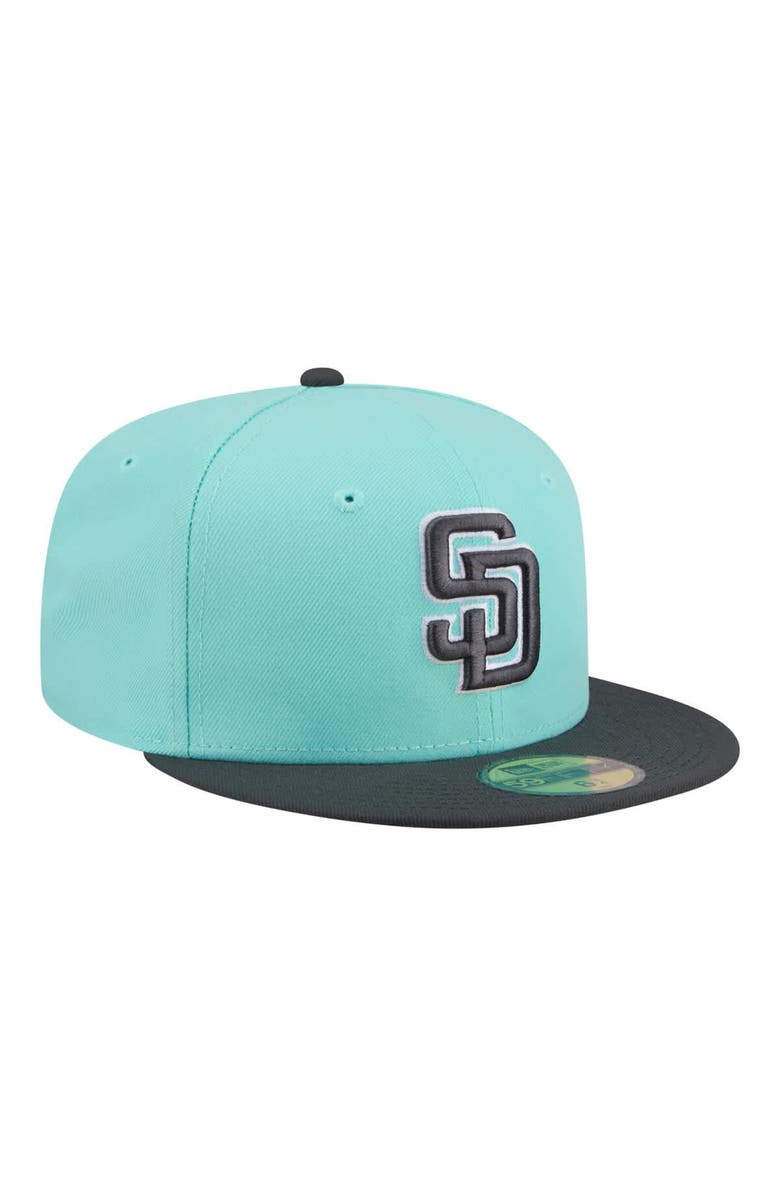 New Era Men's New Era Turquoise/Charcoal San Diego Padres Two-Tone Color Pack 59FIFTY Fitted Hat, Alternate, color, Turquoise