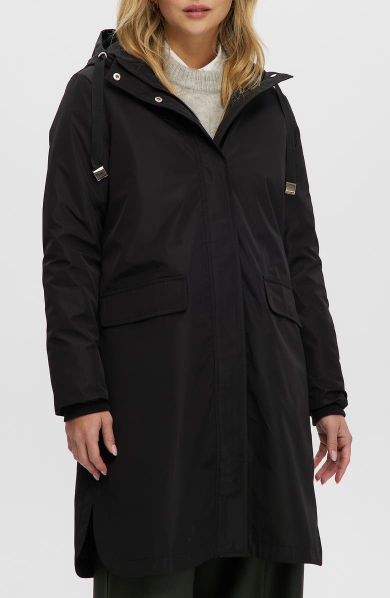 Noize Mid Length Rain Coat, Alternate, color, Black