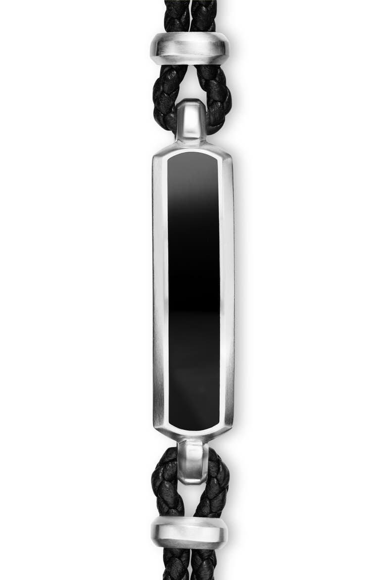 Men's Streamline® ID Bar Bracelet in Braided Leather with Sterling Silver & Black Onyx, Alternate, color, SILVER