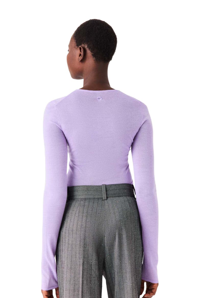 Second-skin round neck sweater, Alternate, color, Parma violet