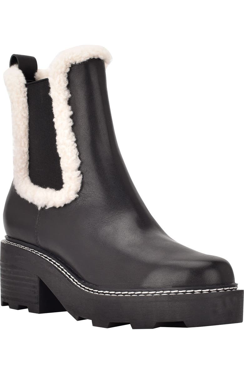 Calvin Klein Anissa Faux Shearling Chelsea Bootie, Main, color,