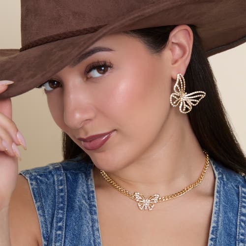 Jessica Simpson Butterfly Pendant Chain Necklace In Gold