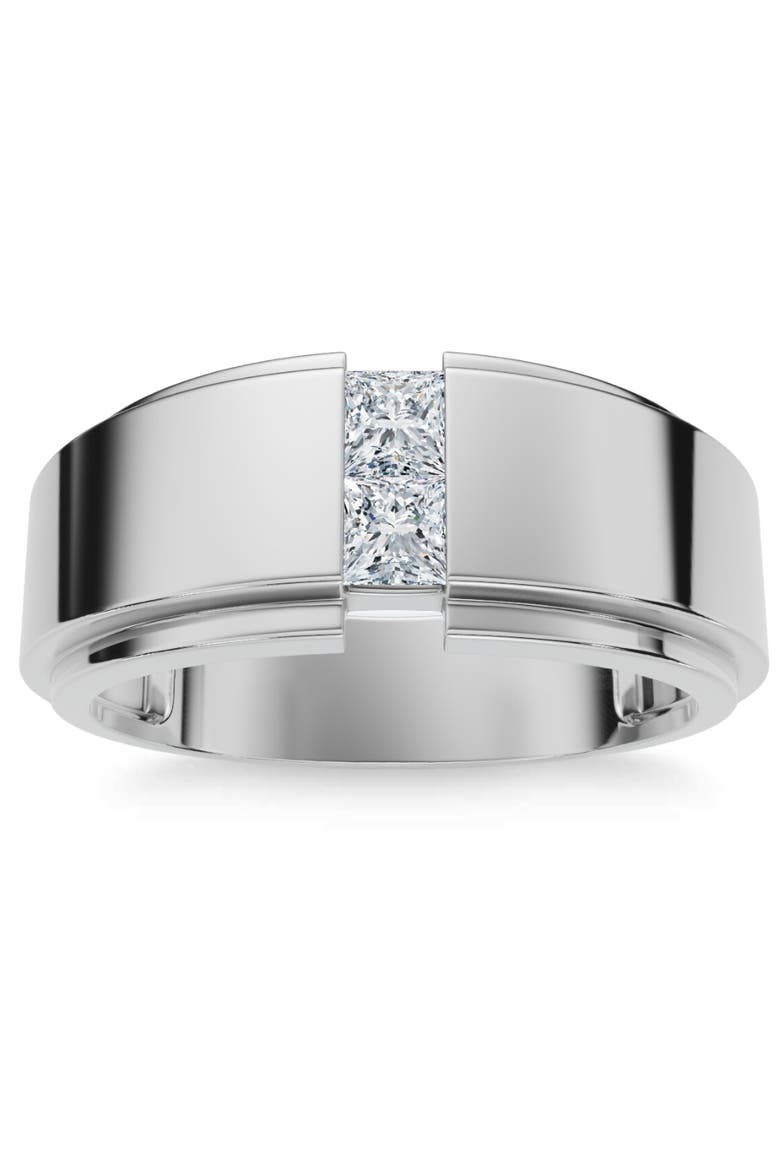 1Ct Men's Princess Cut Diamond Tension Set Wedding Ring 14k Gold Lab Grown, Main, color, 14k White Gold