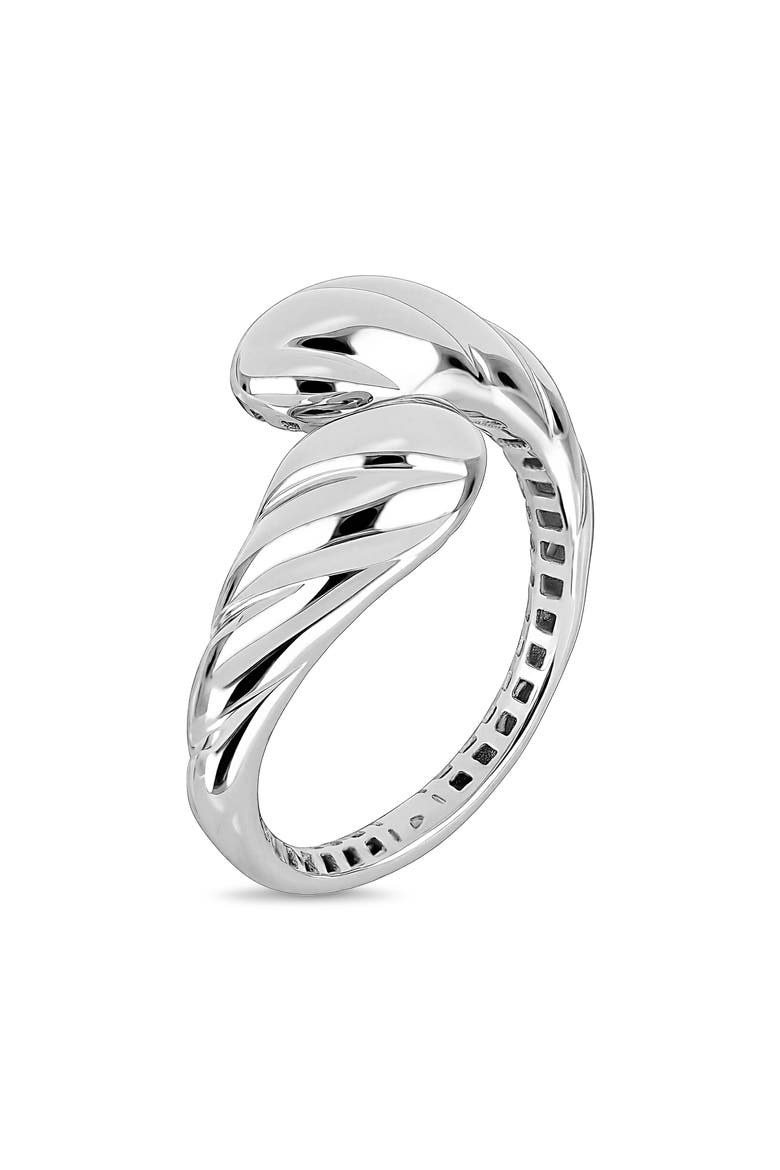 14K Gold Textured Bypass Statement Ring (Online Trunk Show), Alternate, color, 14K WHITE GOLD