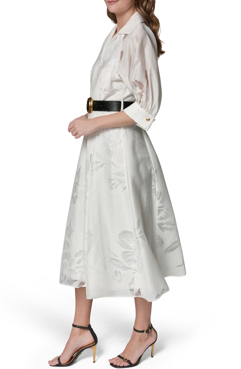 Donna Karan New York Floral Cutout Shirtdress, Alternate, color, Cream (Crm)