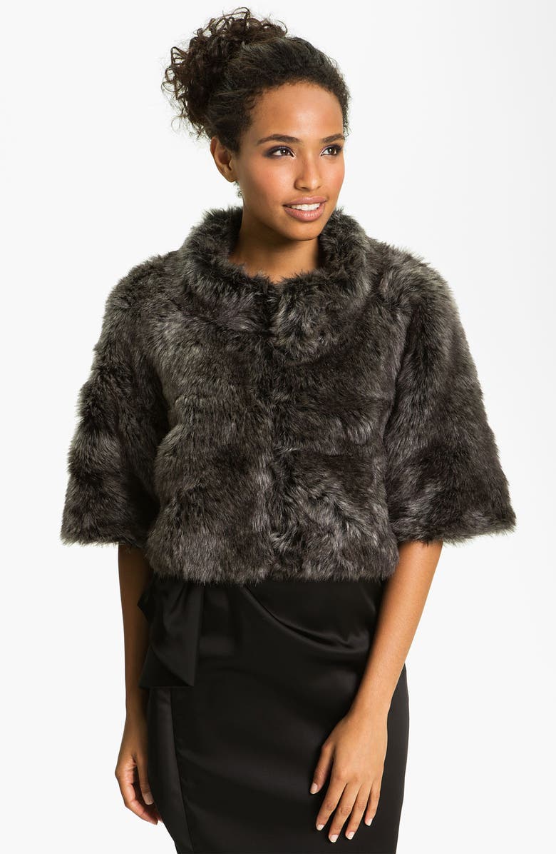 Eliza J Dolman Sleeve Faux Fur Bolero, Main, color,