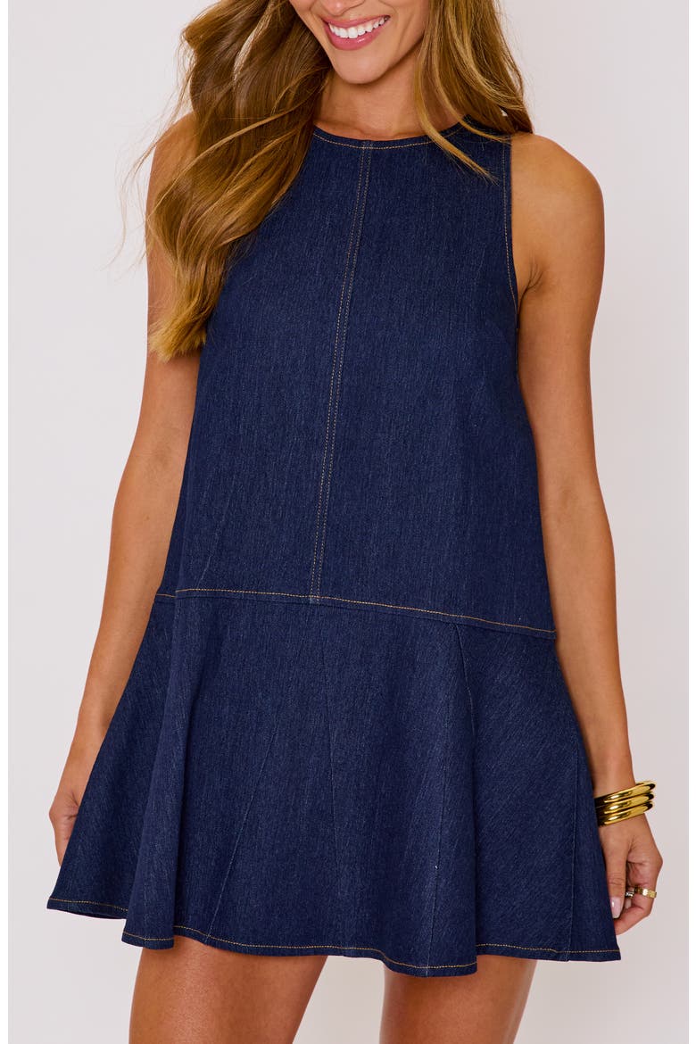Olivia Denim Fit & Flare Minidress, Alternate, color, DARK WASH