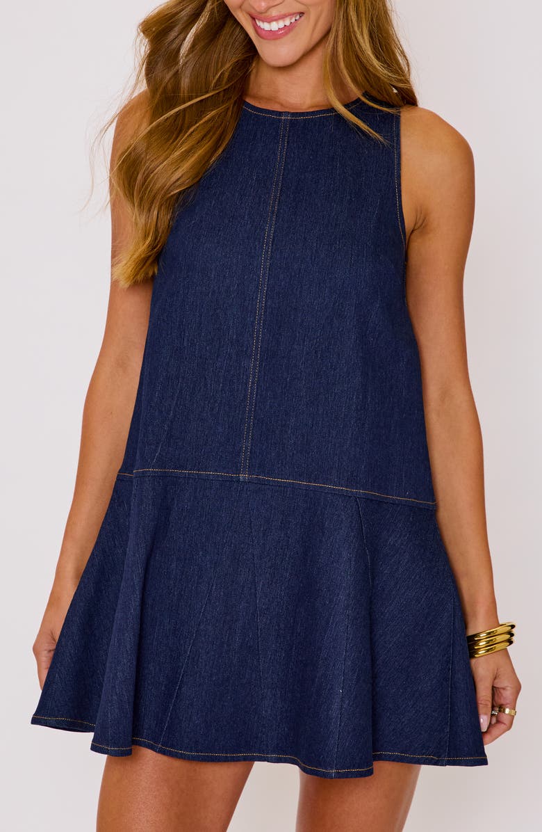 VICI Collection Olivia Denim Fit & Flare Minidress, Alternate, color, Dark Wash