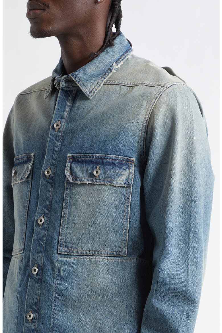 Distressed Denim Overshirt, Alternate, color, WASHED INDIGO