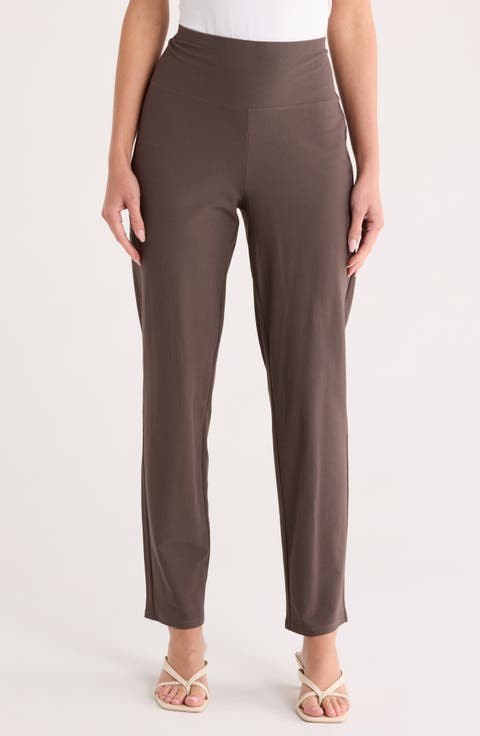 High Waist Slim Crepe Ankle Pants