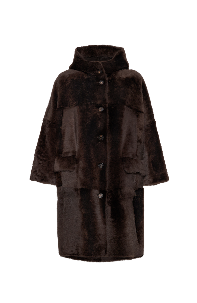 Brunello Cucinelli Shearling reversible coat, Main, color, Rust Brown