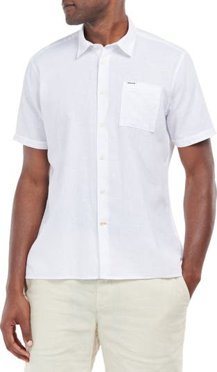 Tシャツ・カットソー Barbour NELSON - Linen and cotton long-sleeved shirt Barbour Nelson Linen & Cotton Blend Tailored Fit Shirt, Stone