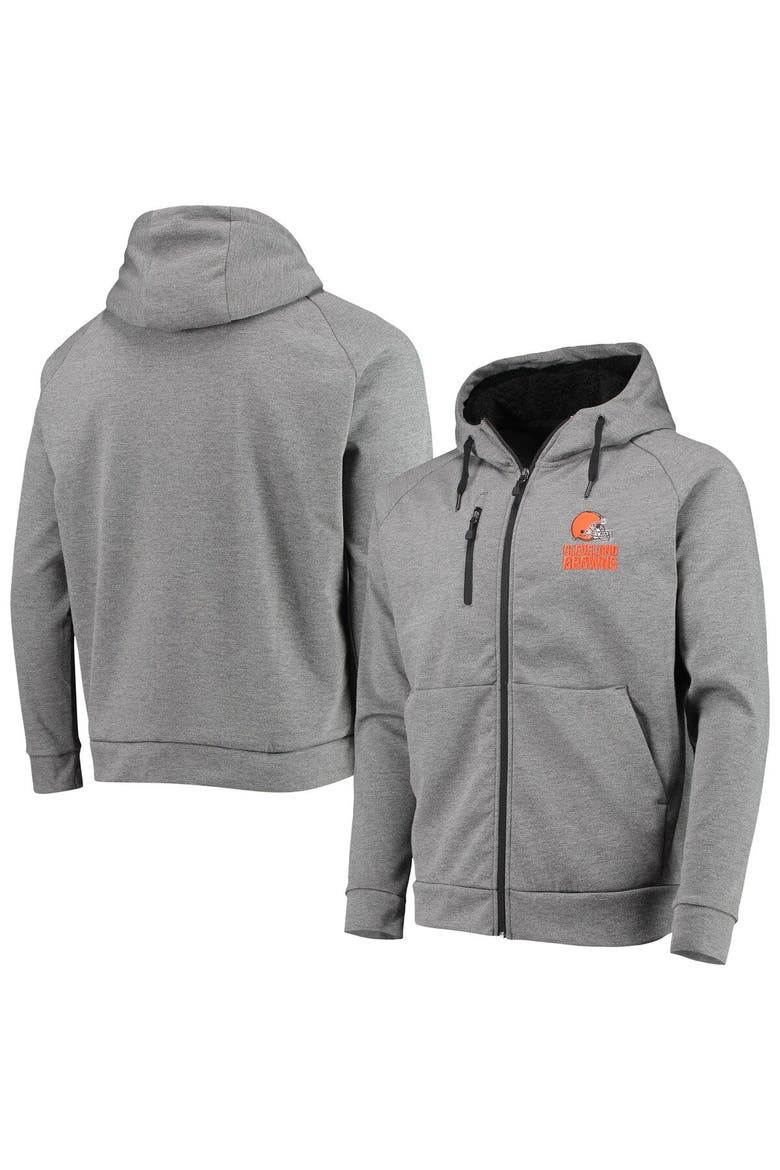 Men's Dunbrooke Charcoal Cleveland Browns Shag Tri-Blend Full-Zip Raglan Hoodie, Main, color, Charcoal