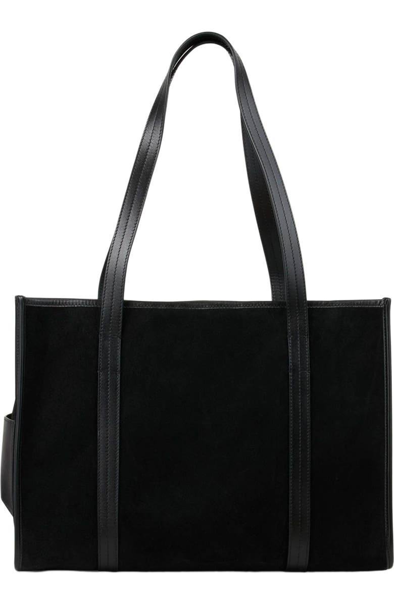SANDRO Soft suede shopping bag, Alternate, color, Black