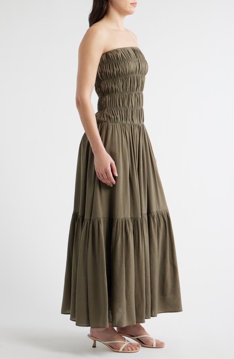 Nia Rocio Shirred Strapless Tiered Maxi Dress, Alternate, color, Sable