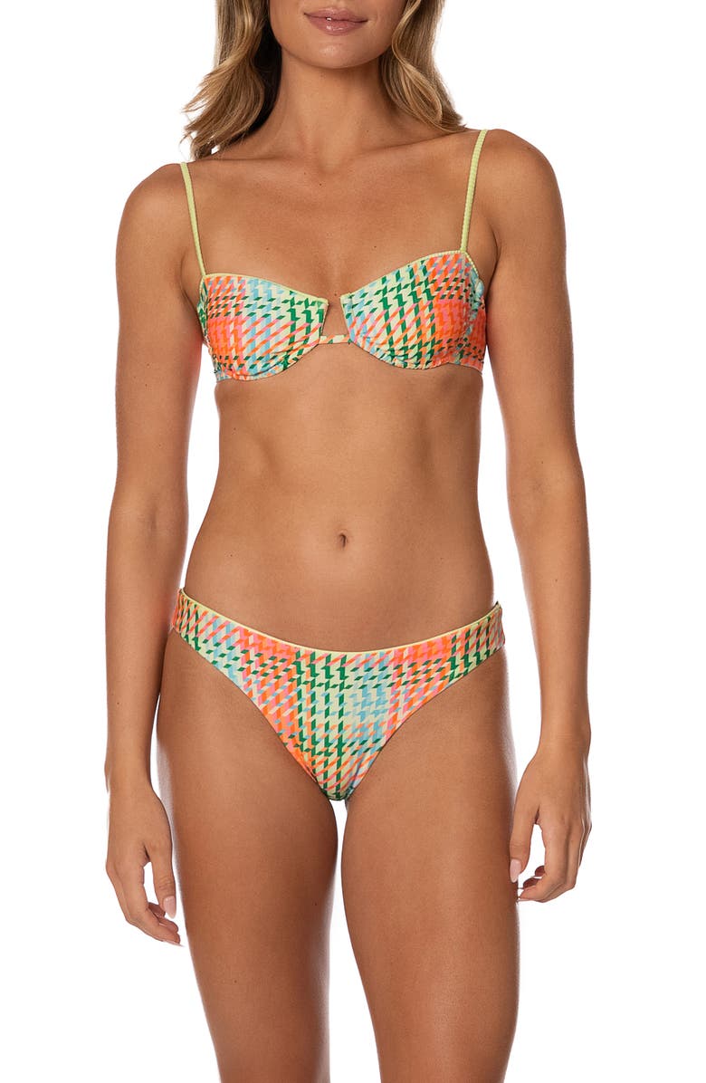 Maaji Dreamy Grid Iconic Reversible Bikini Bottoms, Alternate, color, Open Green