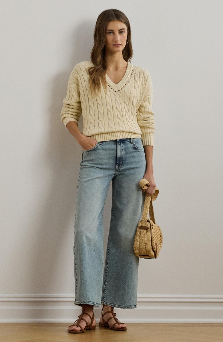 Lauren Ralph Lauren Pointelle & Cable Knit Cricket Sweater, Alternate, color,