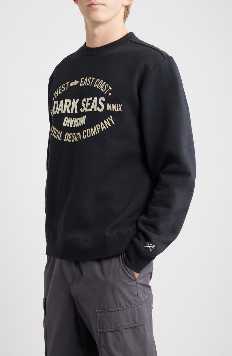 DARK SEAS Waterloo Logo Appliqué Crewneck Sweatshirt, Alternate, color, Black