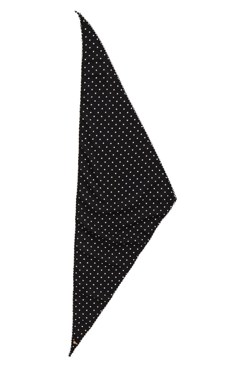 Picot Trim Triangle Scarf, Alternate, color, JET DOT