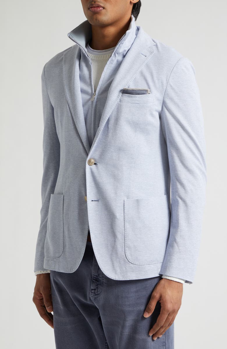 Eleventy Cotton & Linen Sport Coat with Removable Bib, Alternate, color, 08 Denim