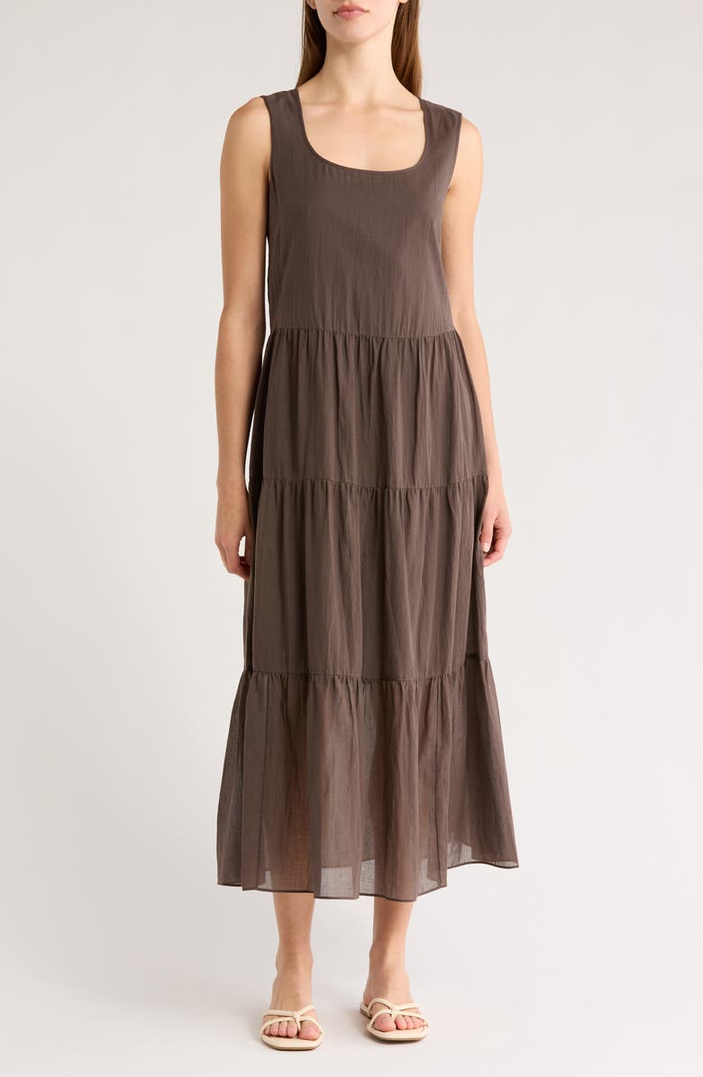 Theory Sleeveless Tiered Cotton Maxi Dress, Main, color, 