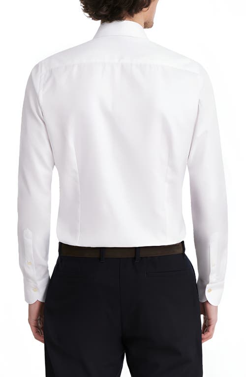 Emanuel Berg Solid White Luxury Cotton Stretch Twill Dress Shirt In White