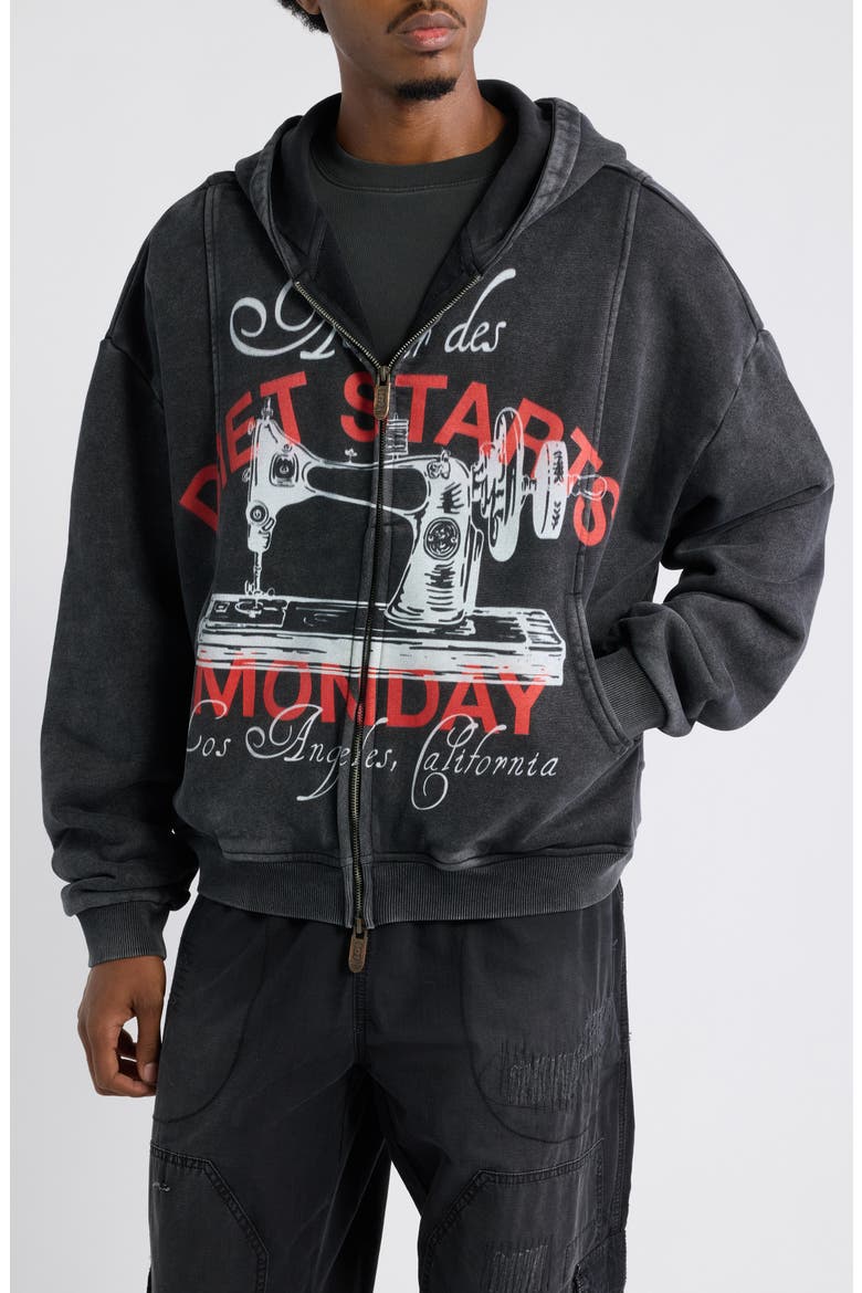 Atelier Graphic Zip Hoodie, Main, color, VINTAGE BLACK