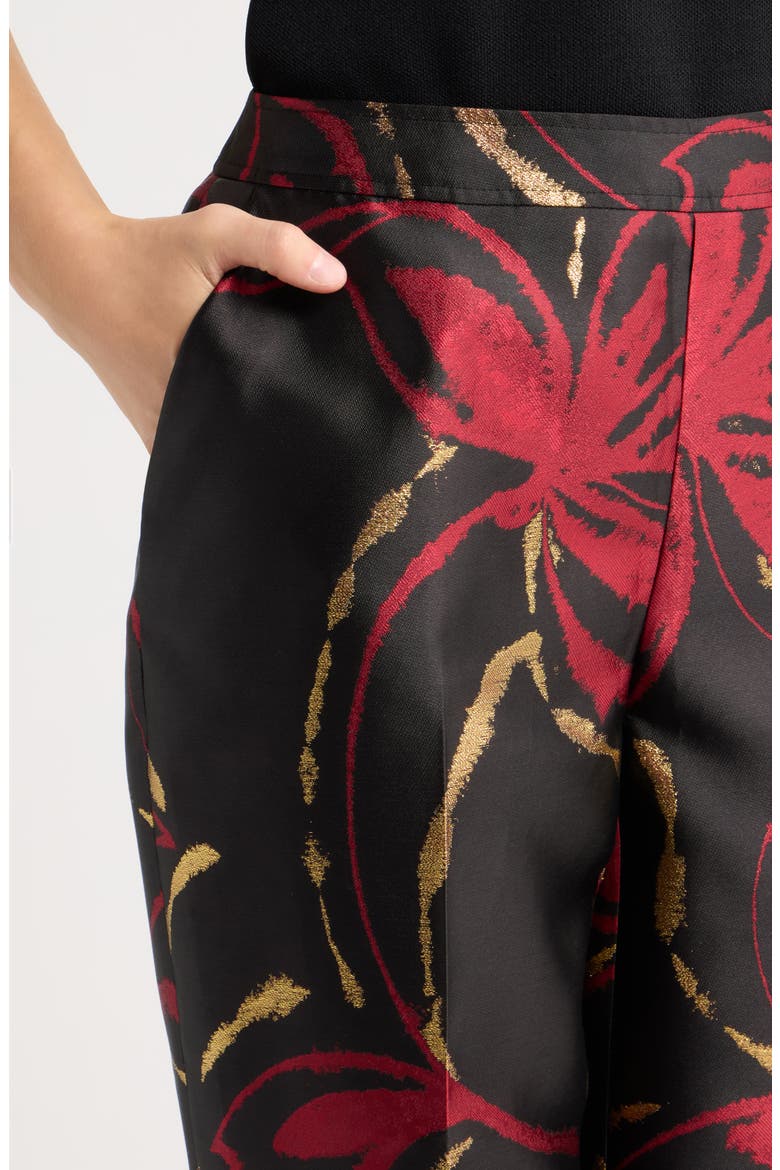 Side Zip Straight Ankle Jacquard Pants, Alternate, color, ANNE BLACK MULTI