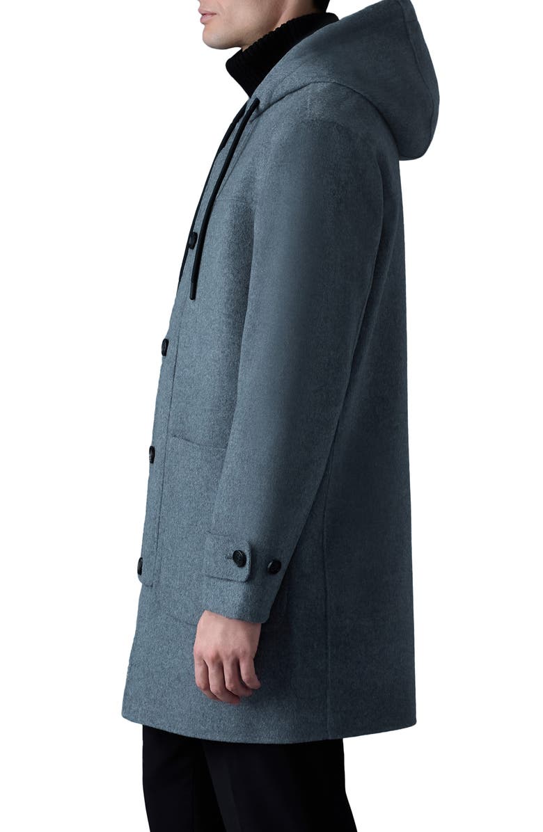 Mackage Joshua Drawstring Hooded Double Face Virgin Wool Coat, Alternate, color, 