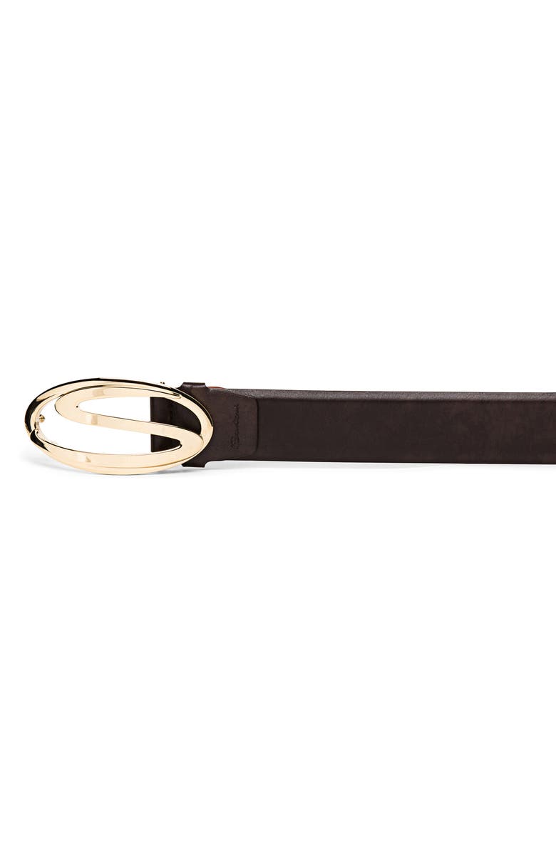 Santoni Polished Leather Belt, Alternate, color, Brown